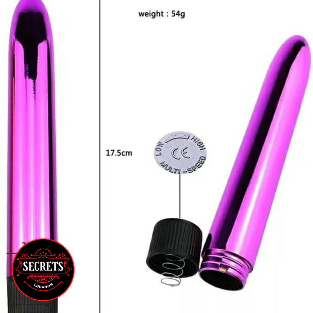 10 Modes Glossy Bullet Vibrator in metallic purple with removable black cap