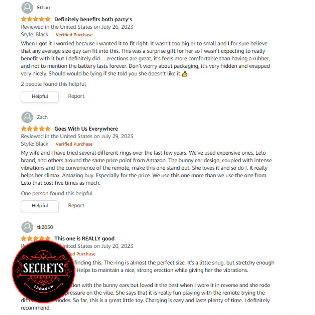 10 Modes Rabbit Ear Cock Ring five-star verified customer reviews screenshot