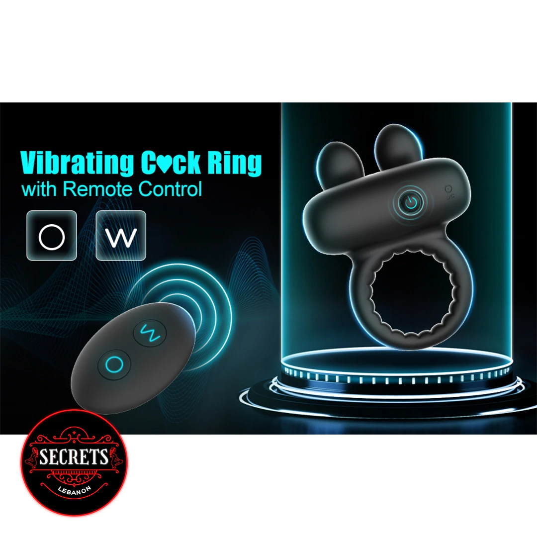 10 Modes Rabbit Ear Cock Ring with black wireless remote control