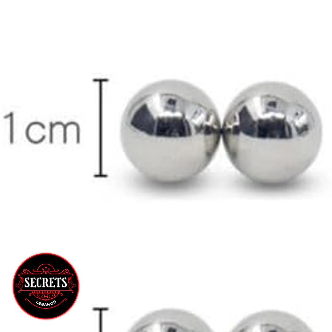 2 Pair Magnetic Steel Ball Clamps polished silver spheres with 1cm size reference