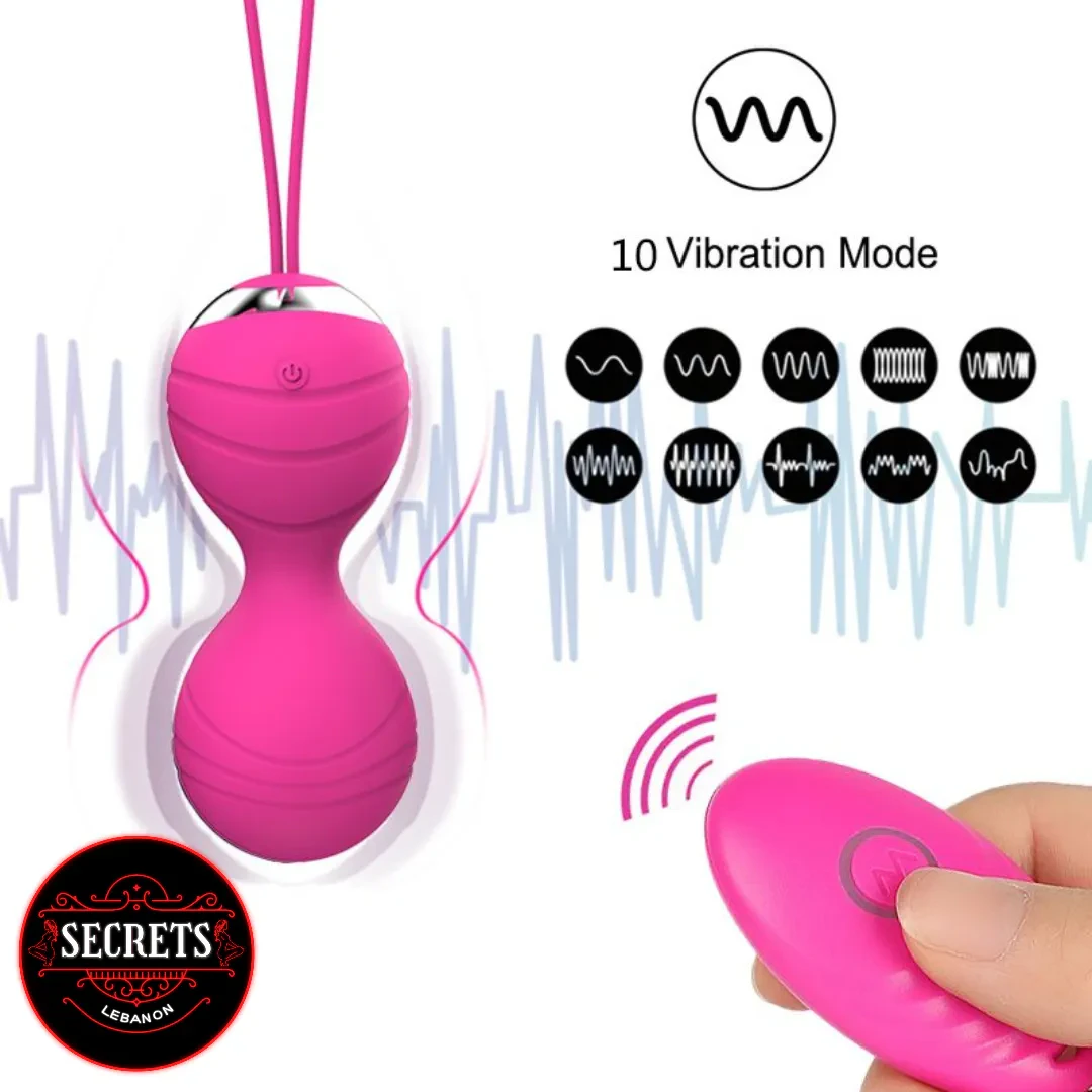 4 Piece Vibrating Kegel Ball Set in pink with wireless remote control
