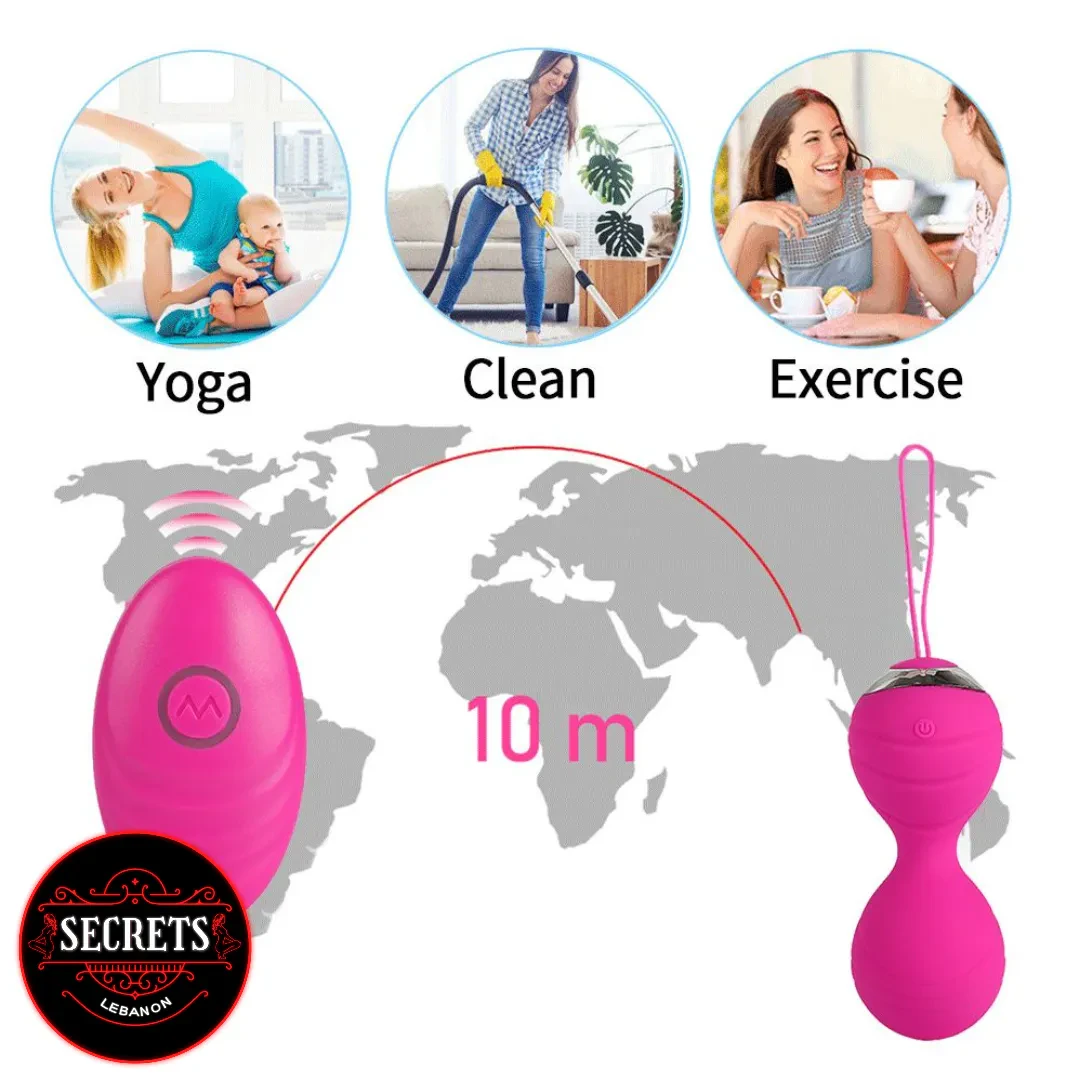 4 Piece Vibrating Kegel Ball Set in pink with wireless remote control