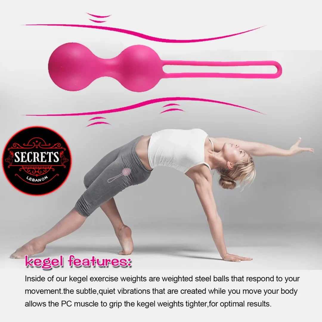 4 Piece Vibrating Kegel Ball Set in hot pink silicone with retrieval loop