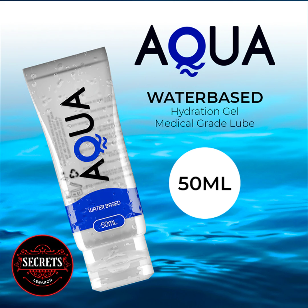 Aqua Medical Grade Lube 50ml clear squeeze tube with blue water-based label