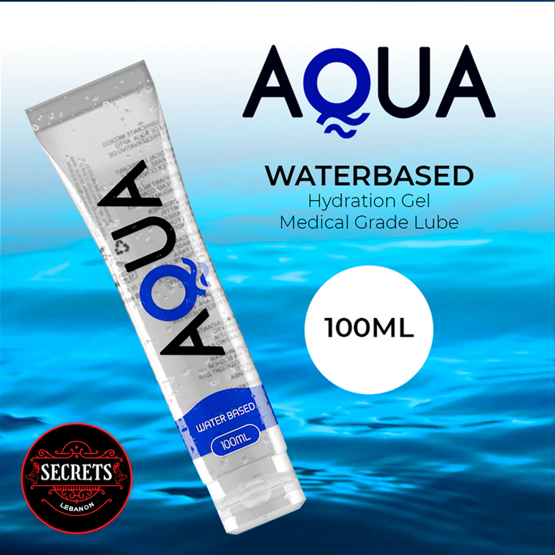 Aqua Water Based Lubricant 100ml clear squeeze tube with blue label