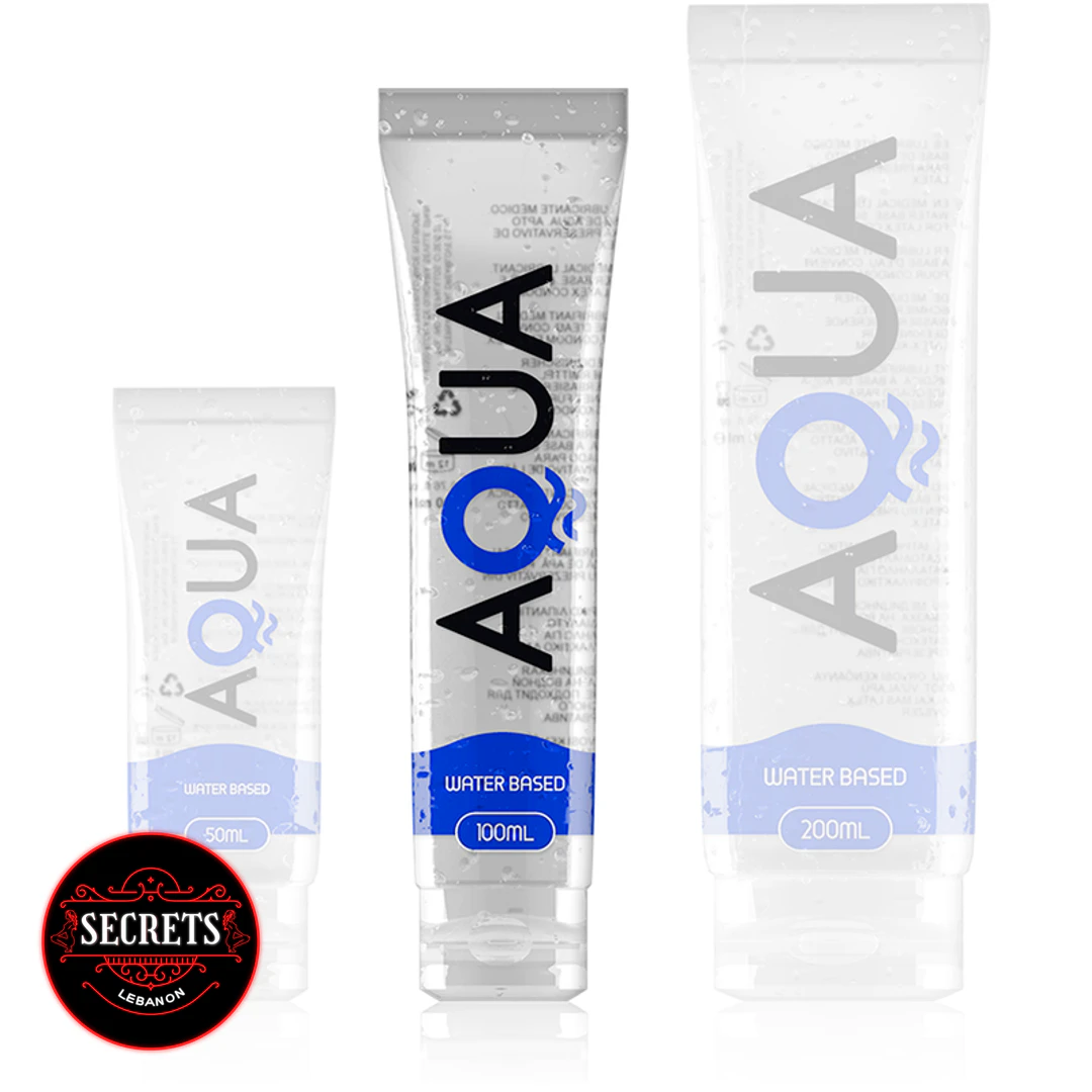 Aqua Water Based Lubricant 100ml clear squeeze tube on white background