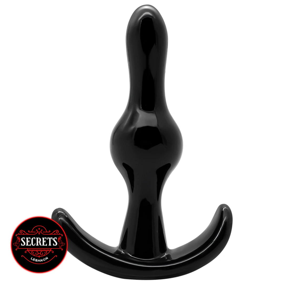 BlackOut 4 Piece Anal Plug Set glossy black with curved anchor base