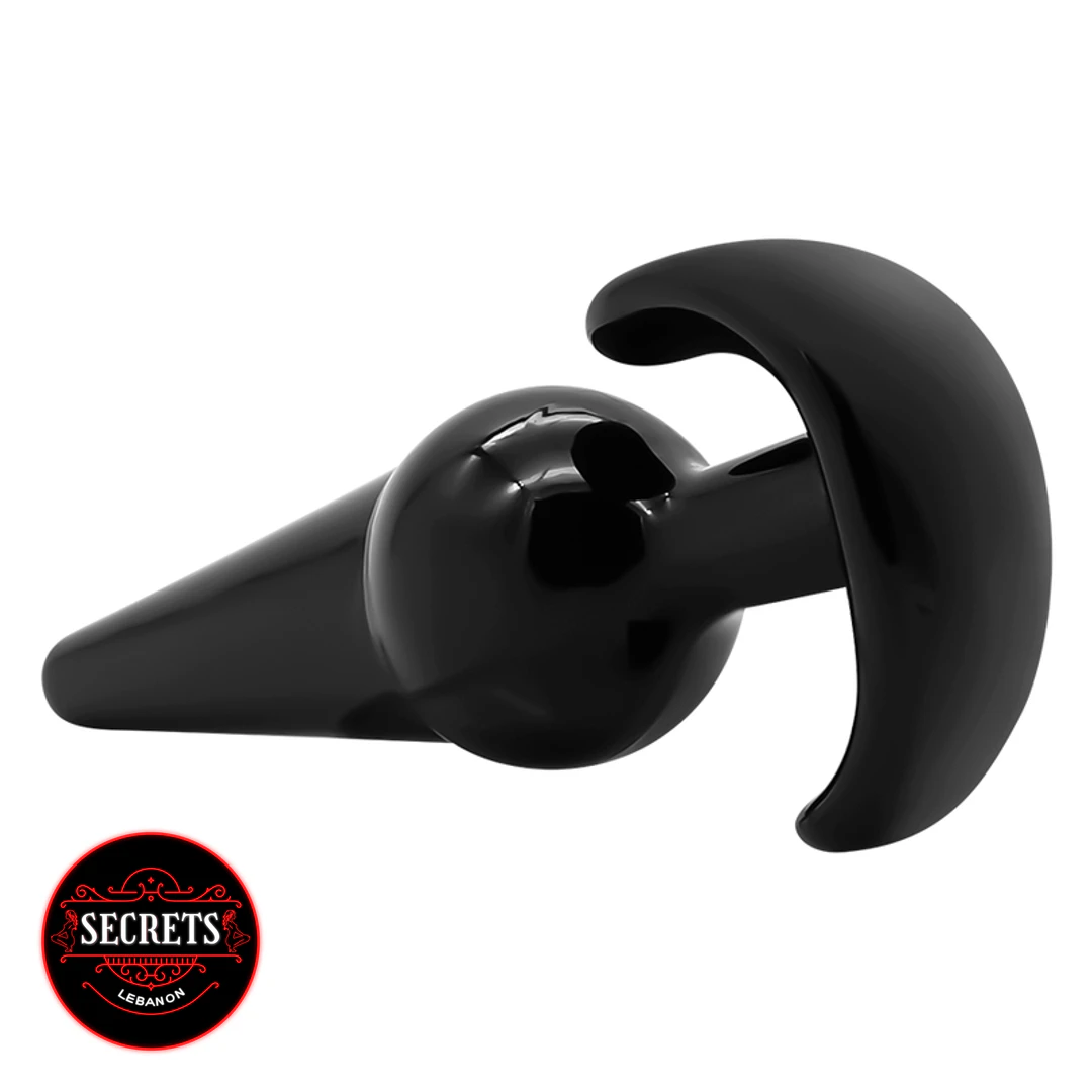 BlackOut 4 Piece Anal Plug Set black silicone anchor-base side view