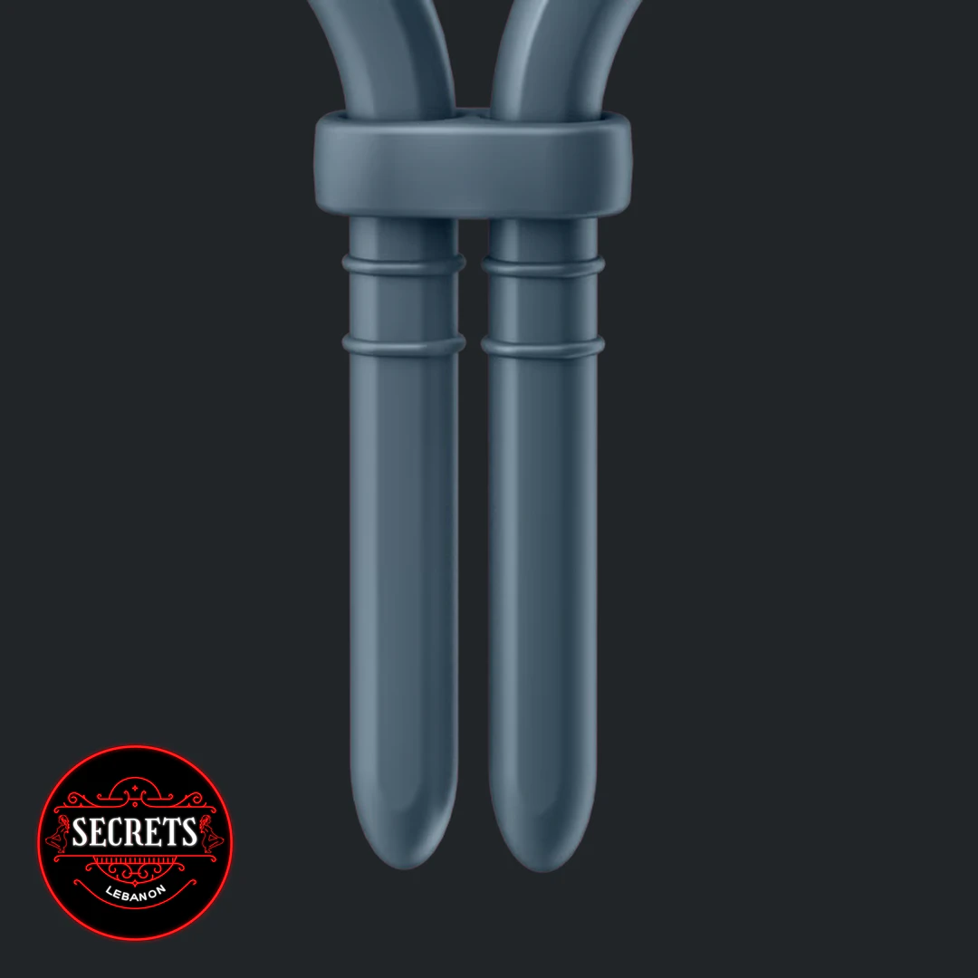 Bullseye App Controlled Ring Vibrator dual-pronged slate blue silicone detail close-up
