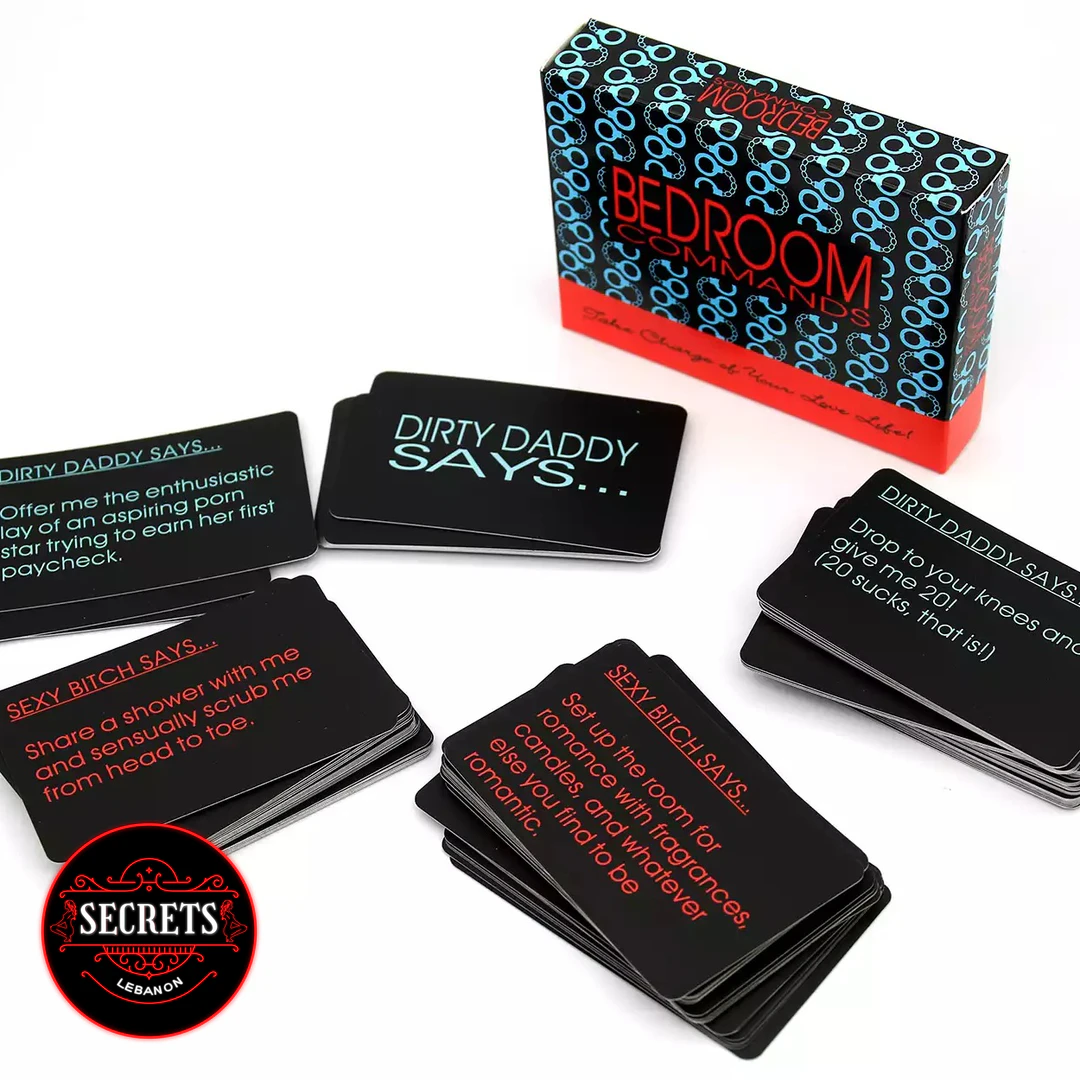 Dirty Dare Couples Command Set black cards and box on white surface