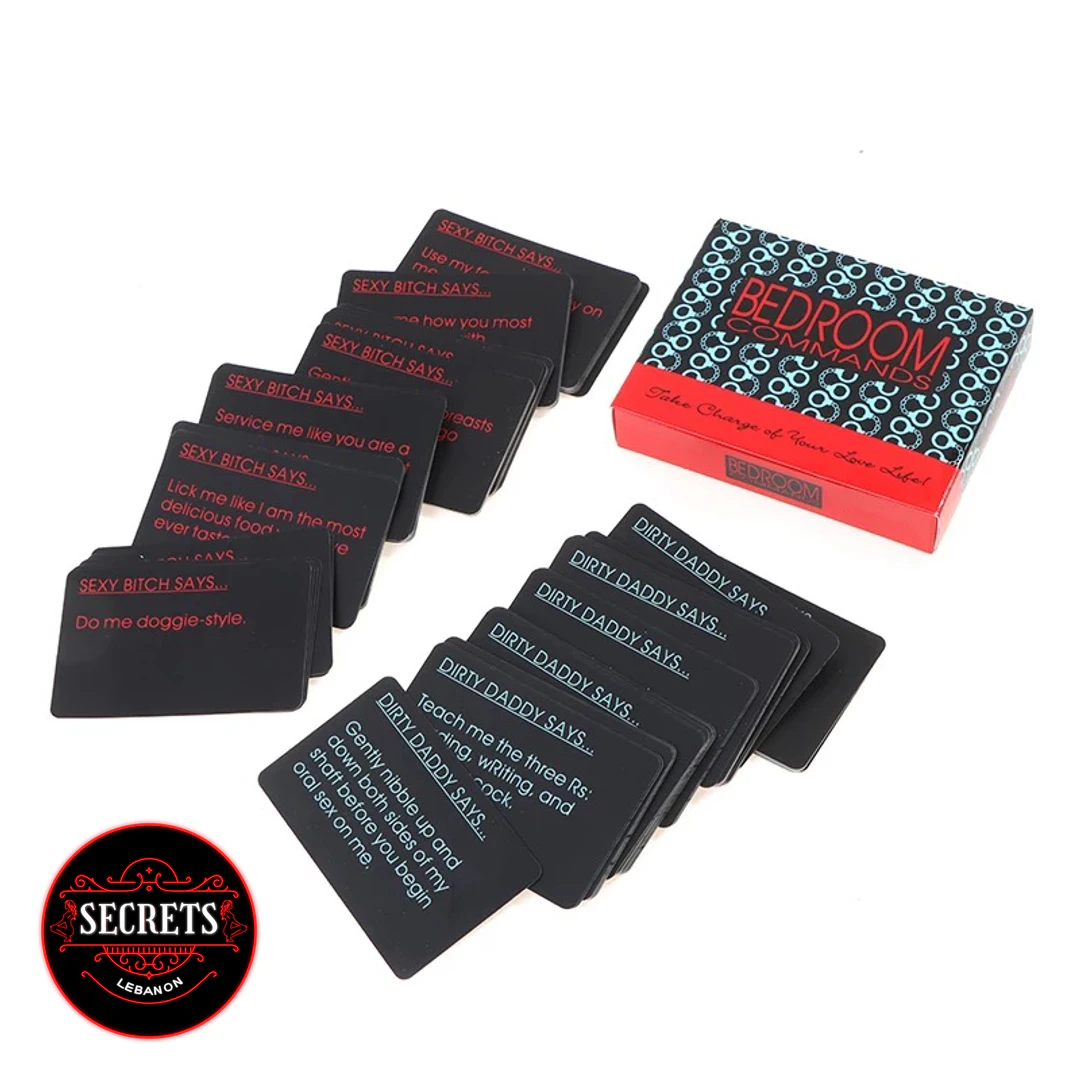 Dirty Dare Couples Command Set black cards fanned out beside box