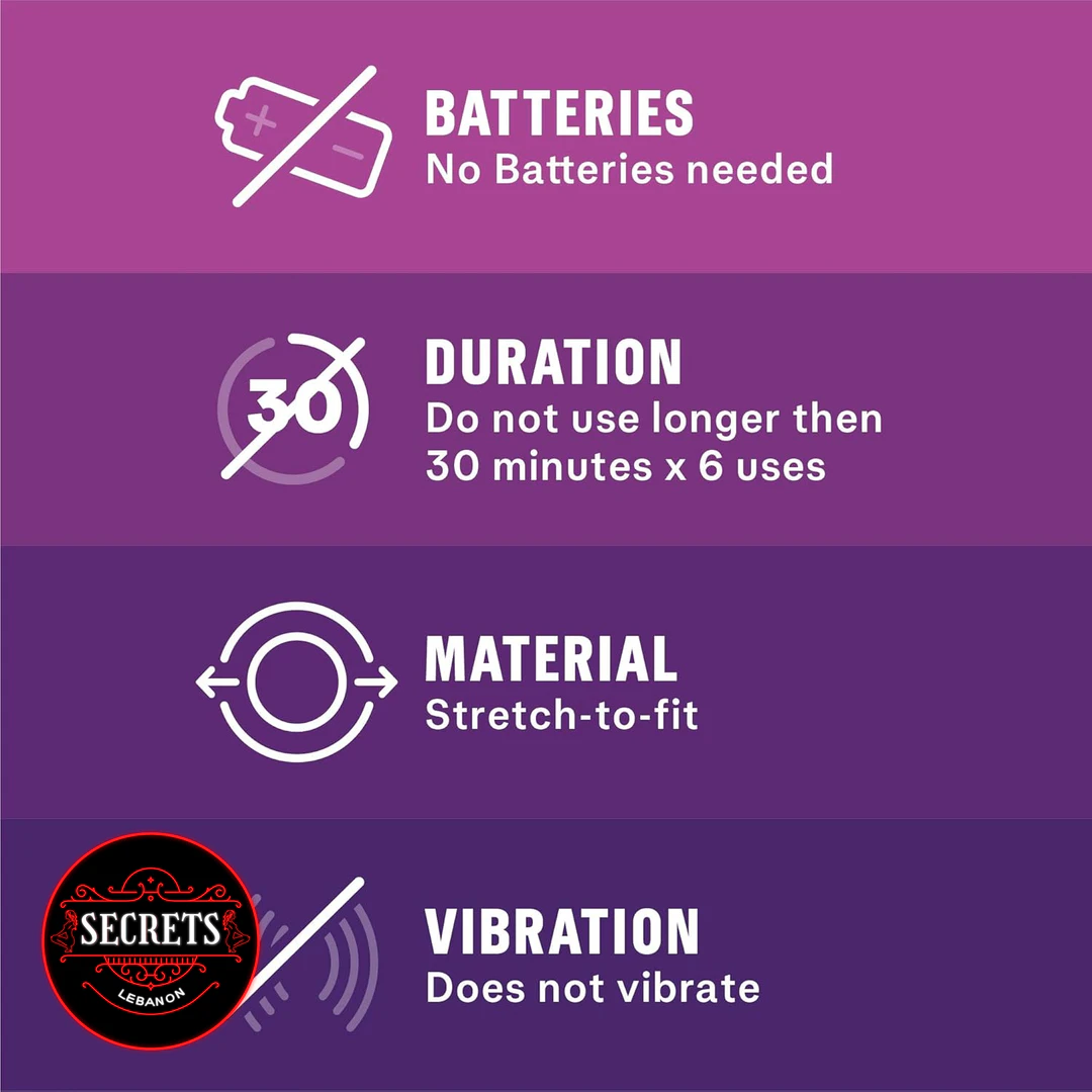 Durex Intense Silicone Cock Ring product feature infographic on purple background