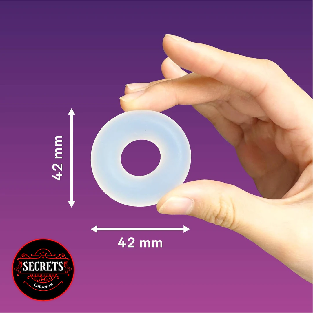 Durex Intense Silicone Cock Ring 42mm clear ring held by hand