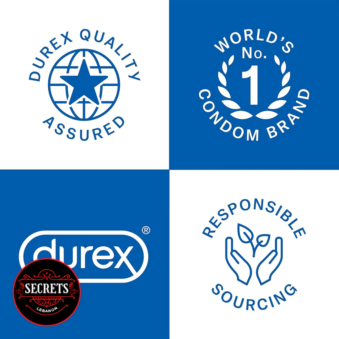 Durex Intense Silicone Cock Ring brand trust badges on blue-white grid