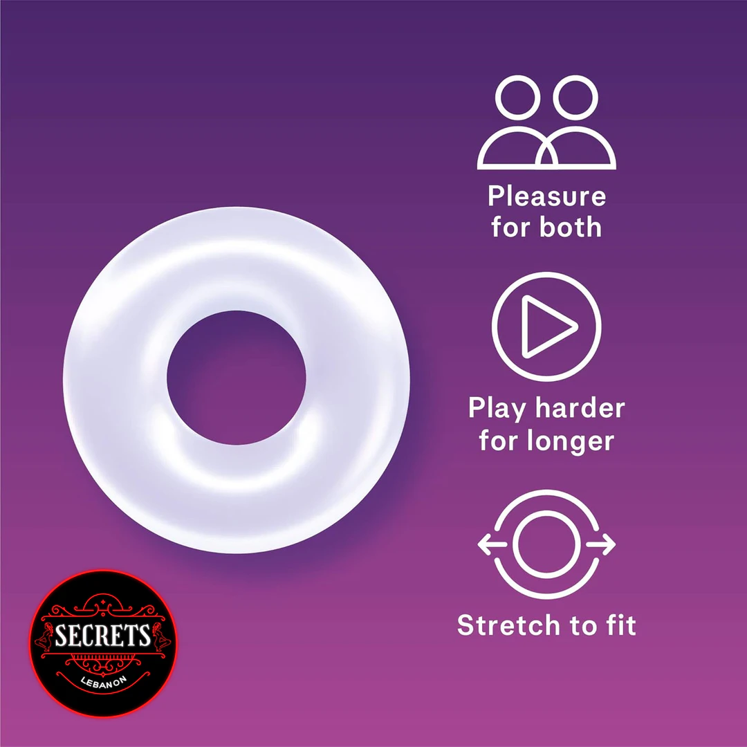 Durex Intense Silicone Cock Ring clear white ring on purple background