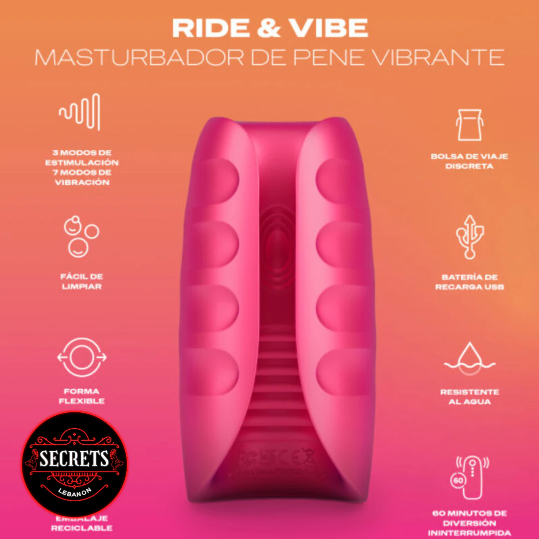 Durex Play Ride And Vibe Vibrating Stroker in pink with textured grip panels