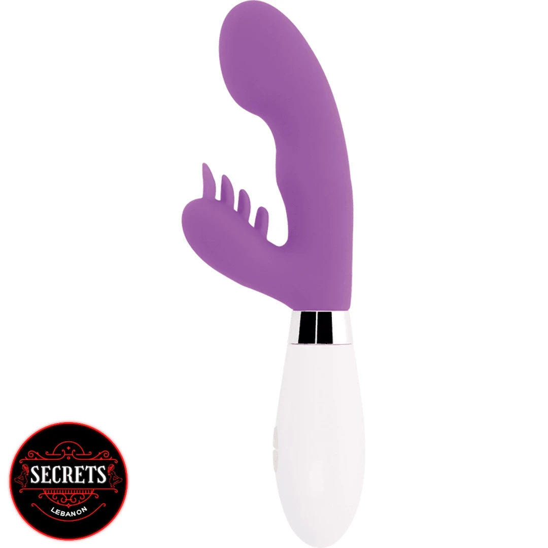 Glossy Elvis G-Spot Rabbit Vibrator in purple silicone with white handle
