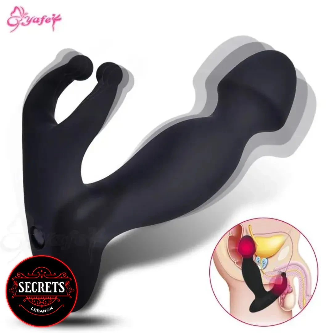 Haroshi Prostate Vibrator black silicone massager with dual perineum stimulators