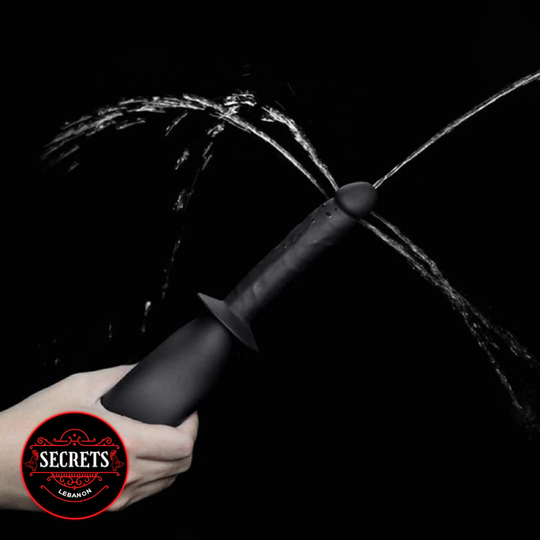 Love Toy Douche Dildo black silicone squirting multiple water streams hand-held