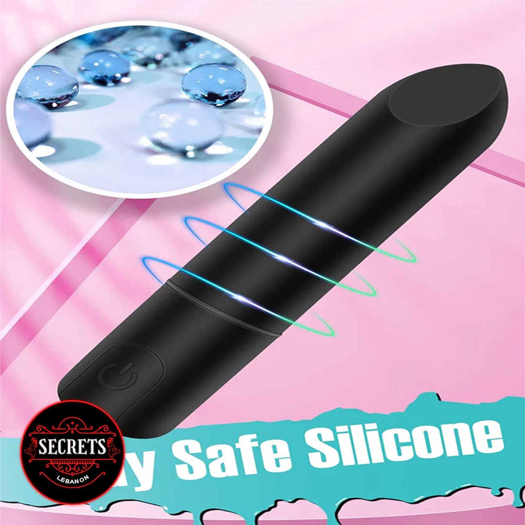 Precision Discreet Multi Speed Bullet Vibrator in black silicone on pink background