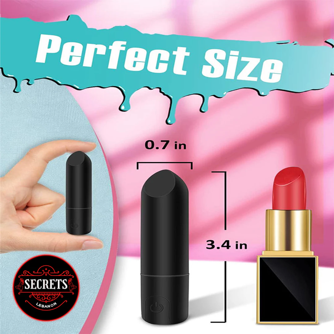 Precision Discreet Multi Speed Bullet Vibrator in black shown with size dimensions