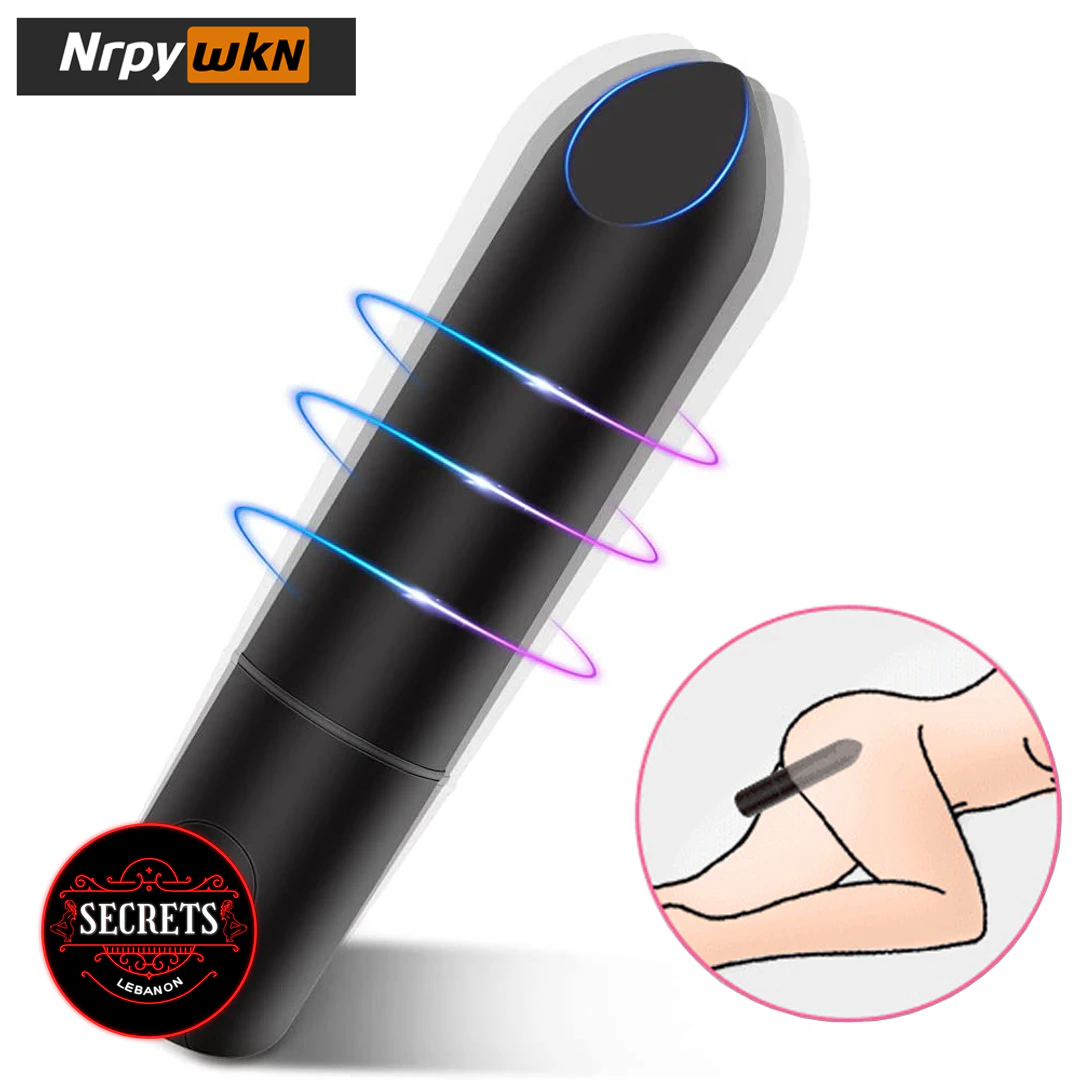 Precision Discreet Multi Speed Bullet Vibrator matte black with blue vibration rings graphic