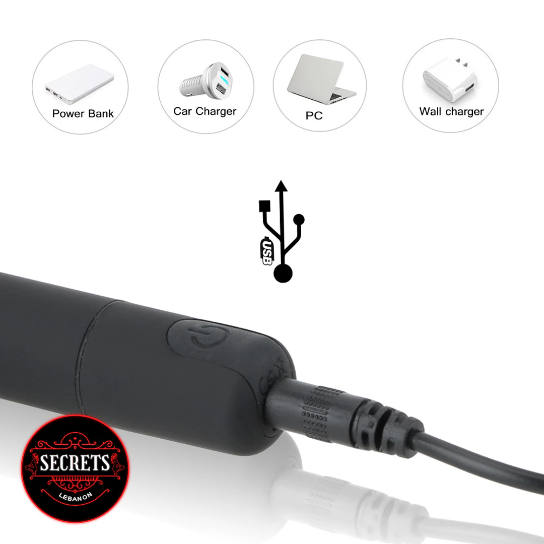 Precision Discreet Multi Speed Bullet Vibrator USB charging cable close-up detail