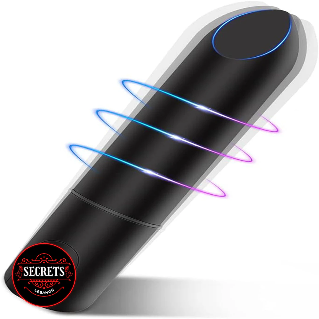 Precision Discreet Multi Speed Bullet Vibrator black with glowing blue rings overlay