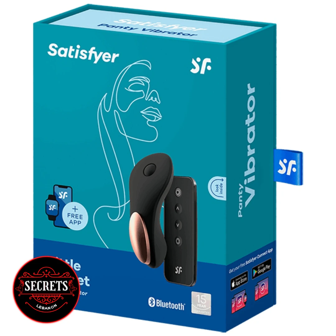 Satisfyer Little Secret Bluetooth Panty Vibrator teal retail packaging with remote control
