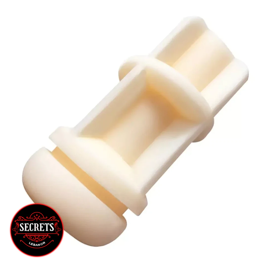 Snail Golden Star Oral Masturbator Cup open cream-coloured silicone sleeve angled view