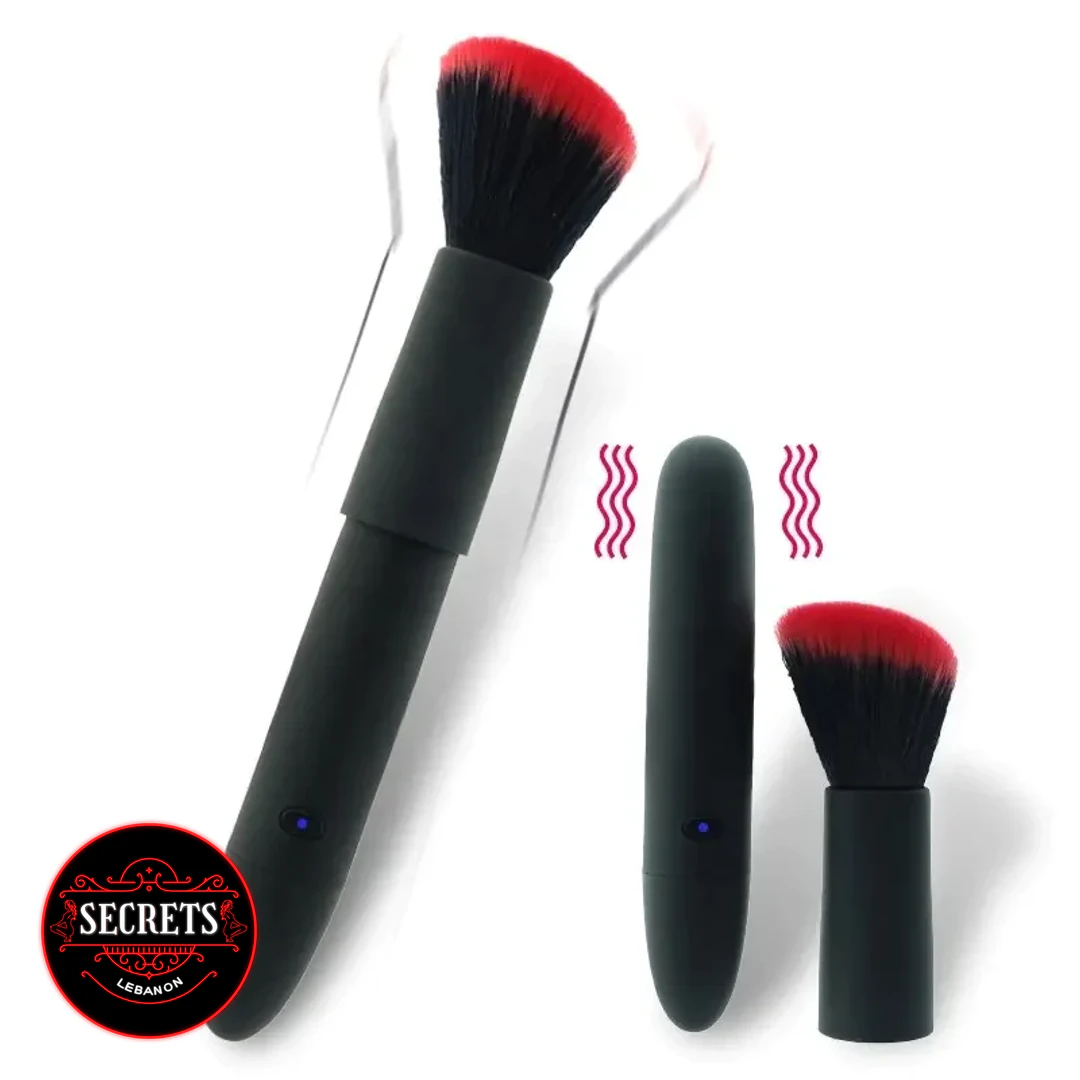 StealthBrush 10 Mode Vibrator black handle with red-tipped brush head disassembled
