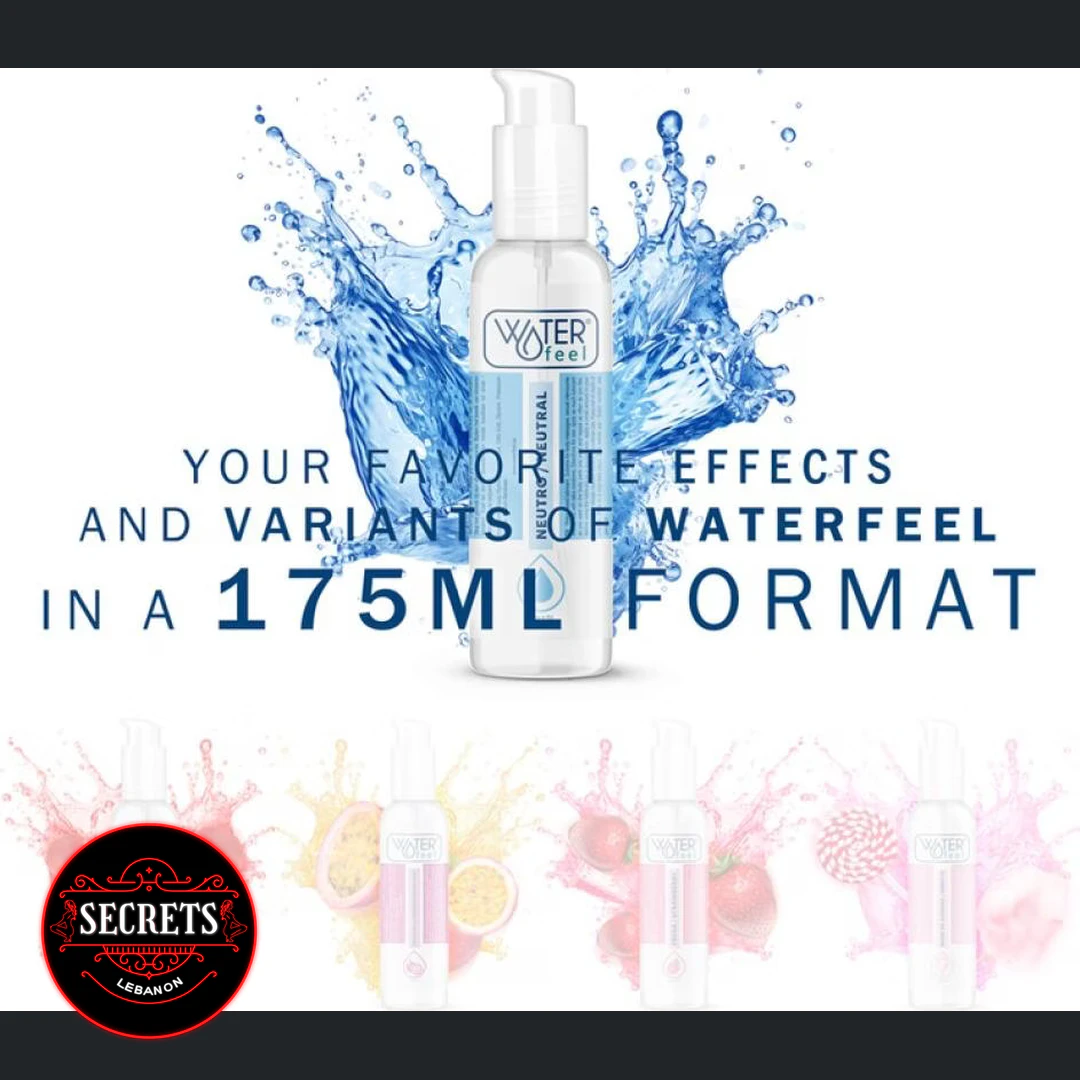 Waterfeel Neutral Water Based Lubricant 175ml pump bottle with blue water splash