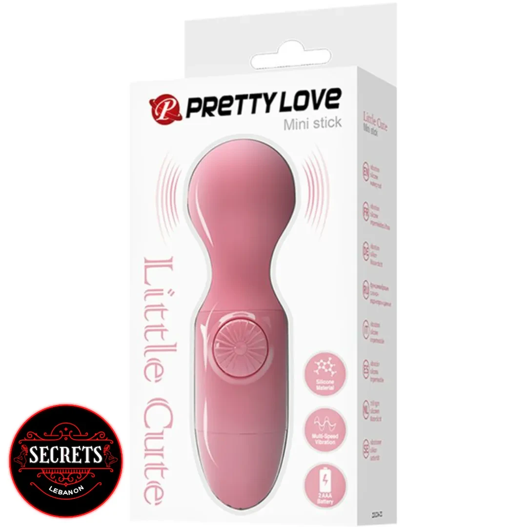Wonder Mini Stick Vibrator pink silicone wand shown in retail packaging